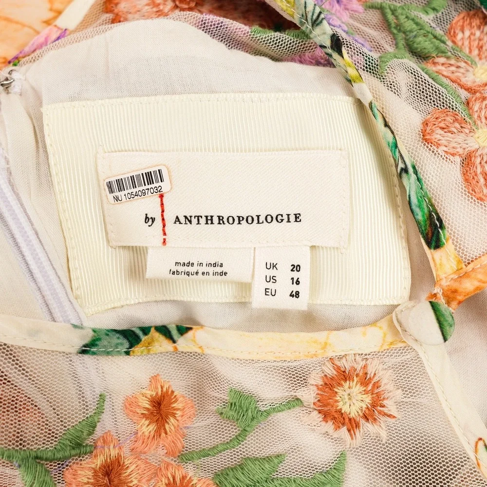 Anthropologie Maxi Dress Womens Floral Embroidered Sleeveless 16 Cream India